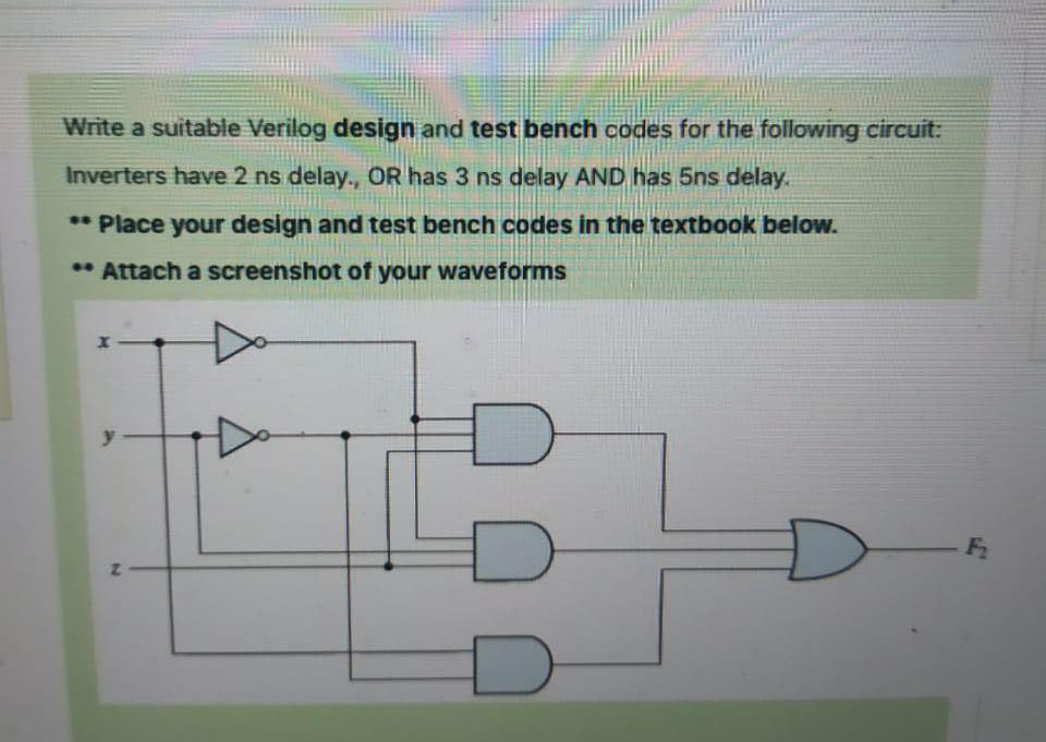 Solved Write A Suitable Verilog Design And Test Bench Codes Chegg