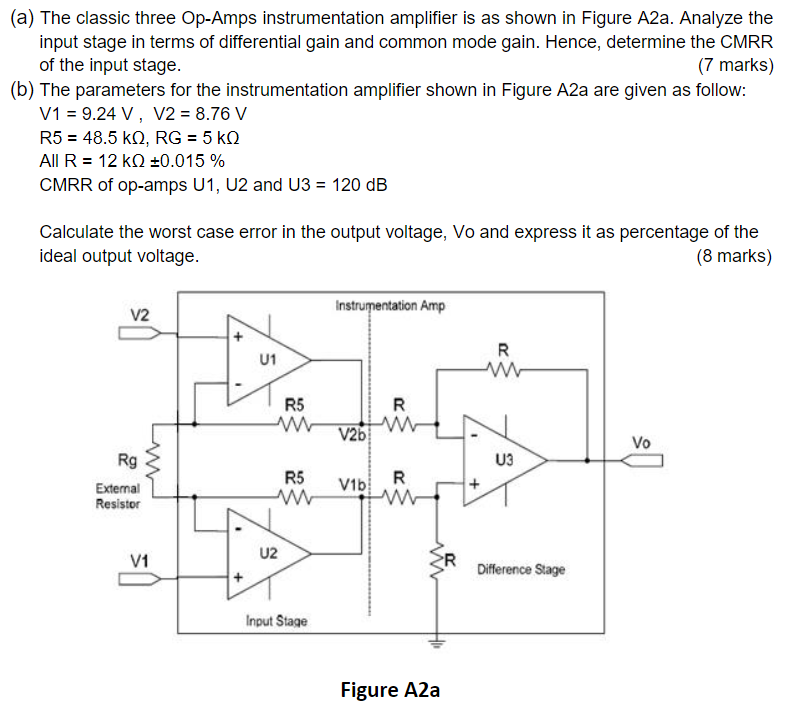 A The Classic Three Op Amps Instrumentation Chegg