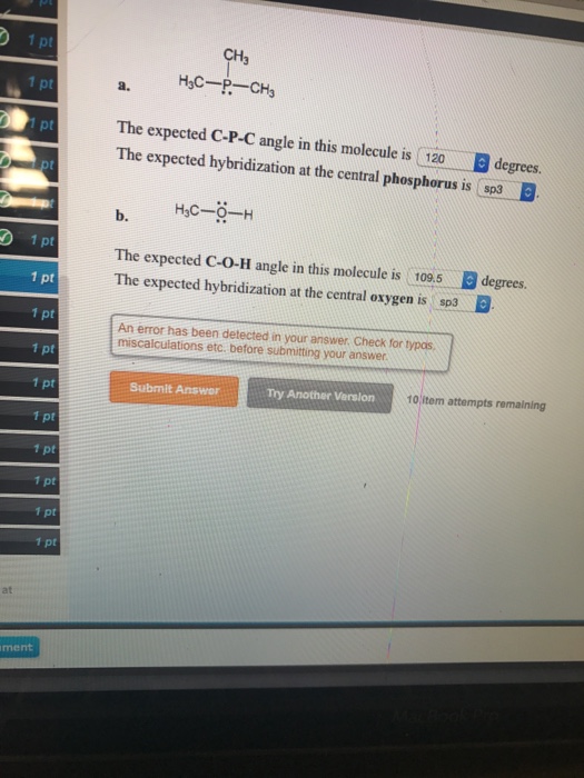 Solved The Expected C P C Angle In This Molecule Is Chegg