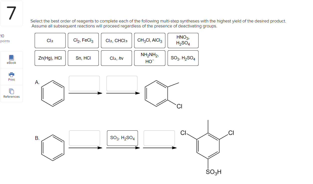 Solved Select The Best Order Of Reagents To Complete Each Of Chegg