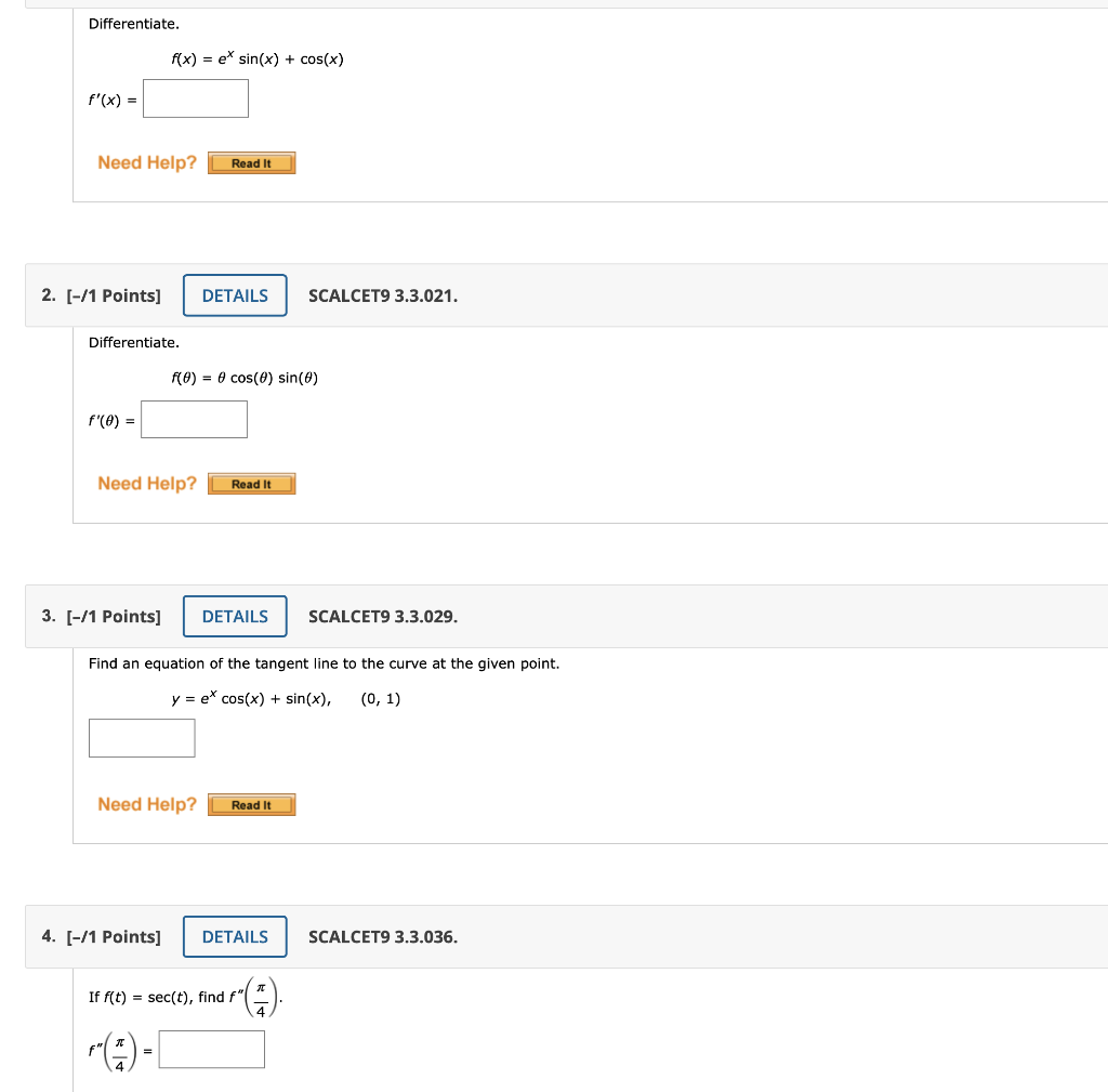 Solved Differentiate F X Exsin X Cos X F X Scalcet Chegg