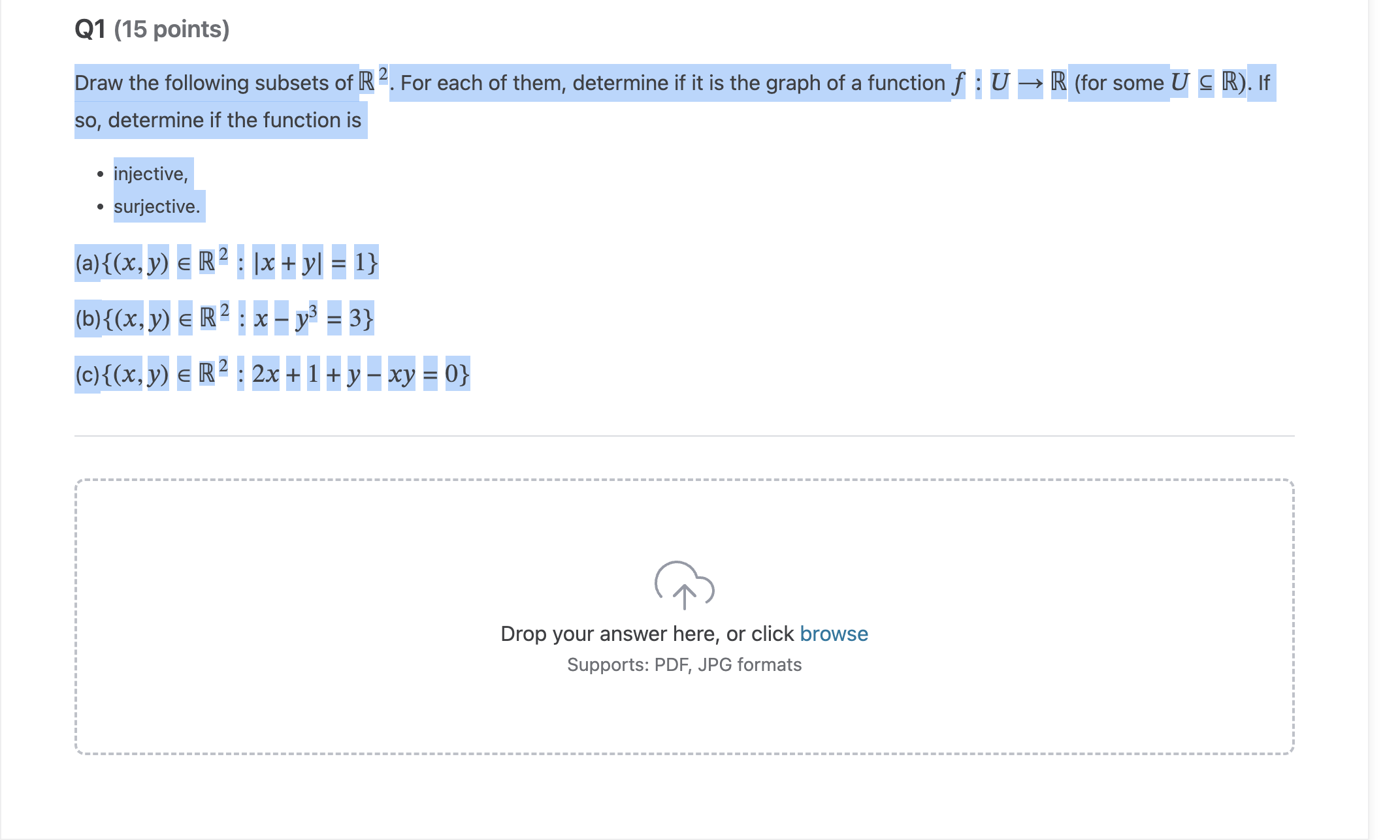 Solved Q Points Draw The Following Subsets Of R For Chegg