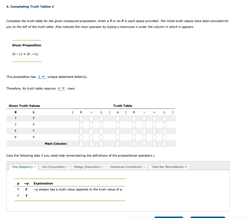 Solved Complete The Truth Table For The Given Compound Chegg