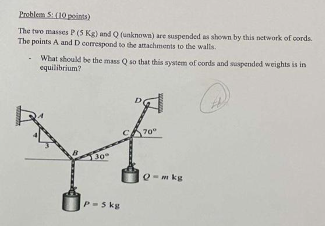 Solved Problem Points The Two Masses P Kg And Chegg