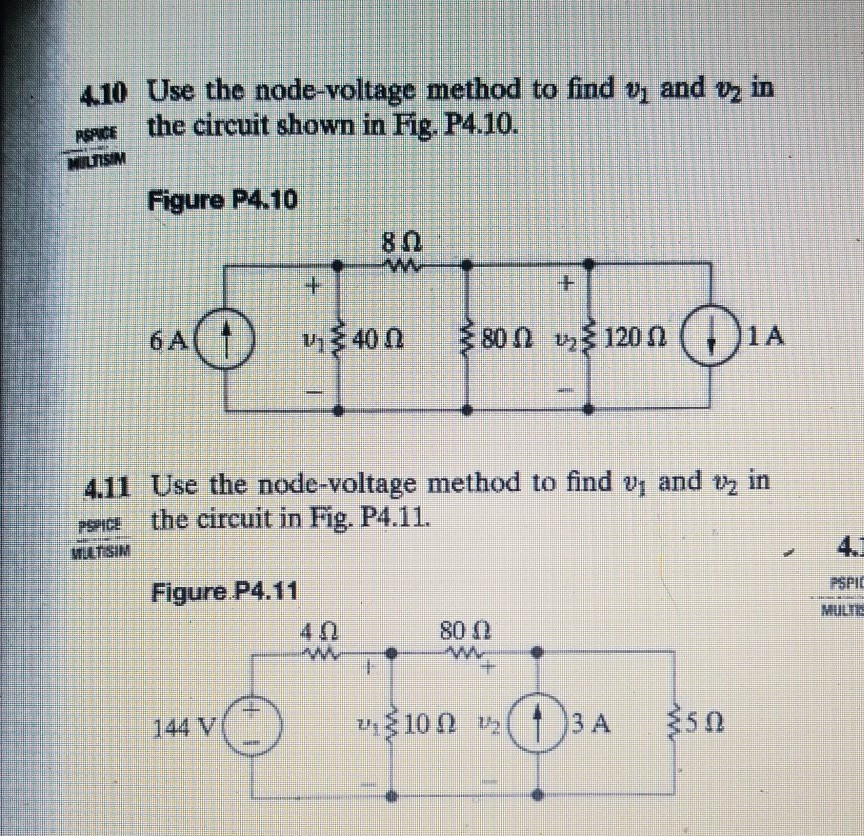 Solved 410 Use The Node Voltage Method To Find Vy And V2 In Chegg