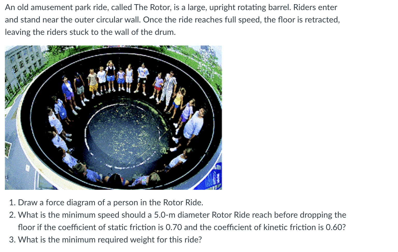 Solved An Old Amusement Park Ride Called The Rotor Is A Chegg