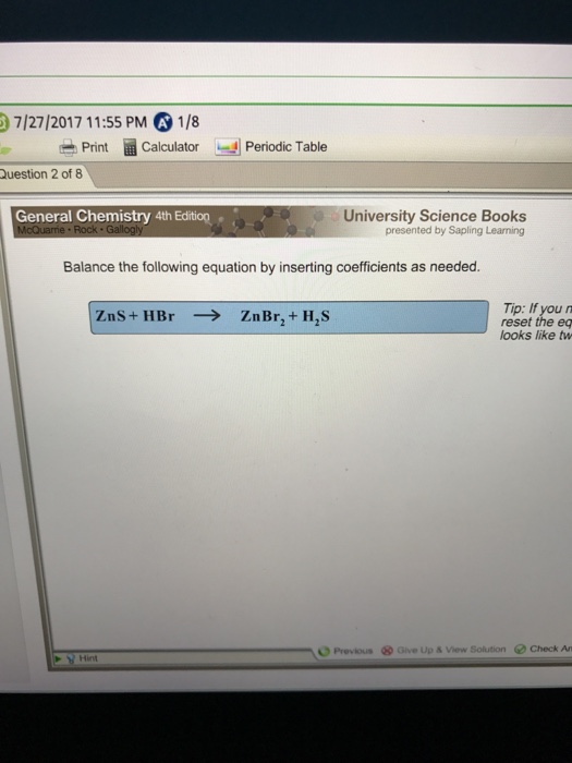 Solved Balance The Following Equation By Inserting Chegg