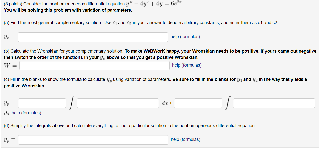 Solved 5 Points Consider The Nonhomogeneous Differential Chegg