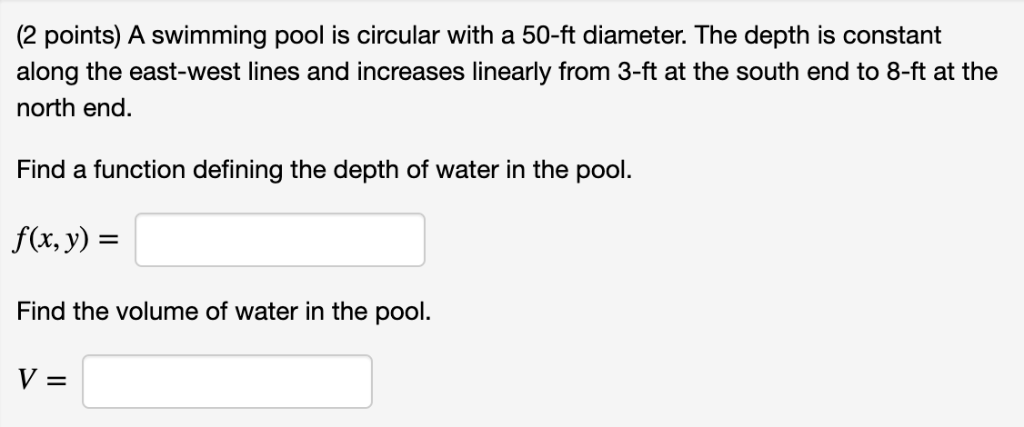 Solved Points A Swimming Pool Is Circular With A Ft Chegg