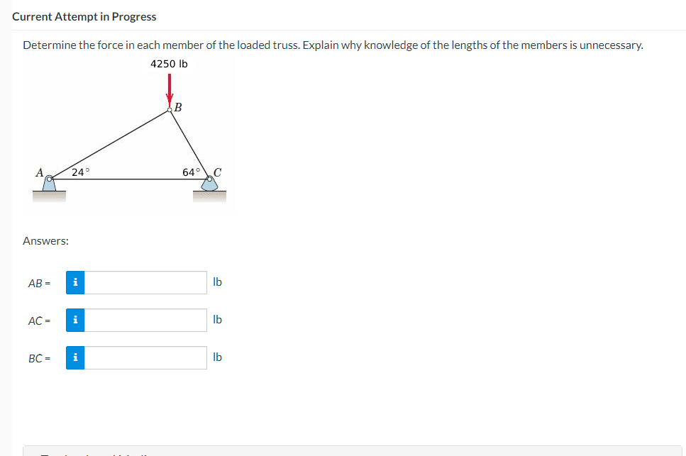 Solved Current Attempt In Progress Determine The Force In Chegg