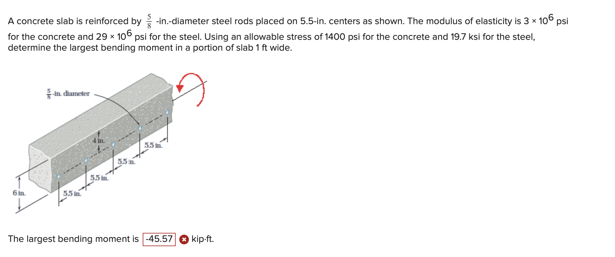 Solved A Concrete Slab Is Reinforced By Frac 5 8