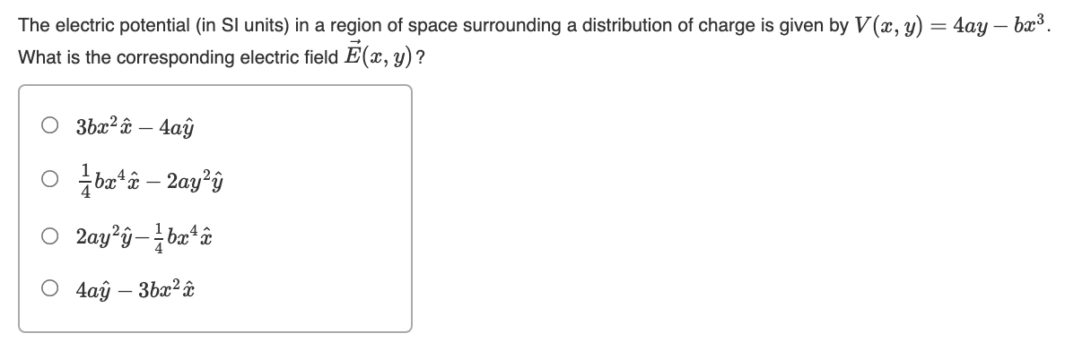 Solved The Electric Potential In Si Units In A Region Of Chegg