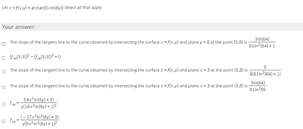 Solved Let Z F X Y Arctan 3x In Sy Select All That Chegg