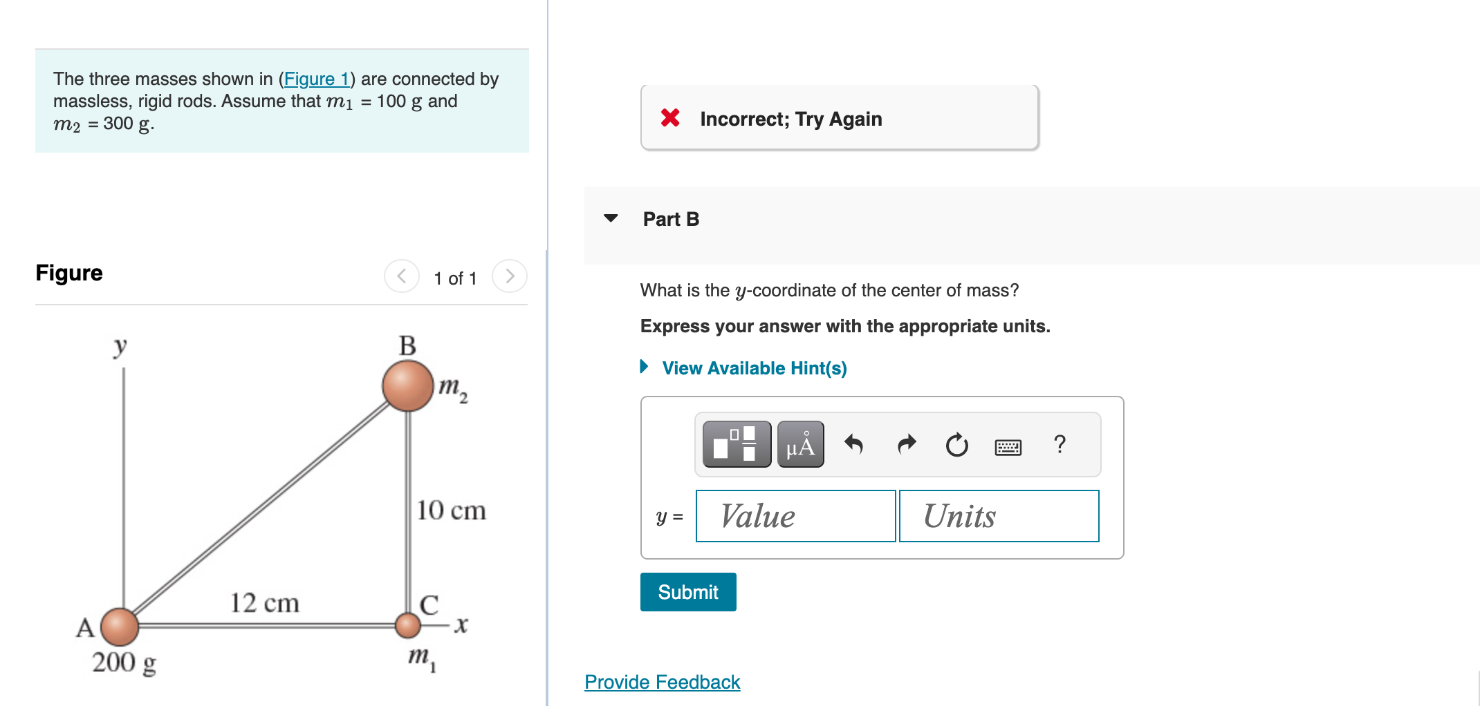 Solved The Three Masses Shown In Are Connected By Massless Chegg