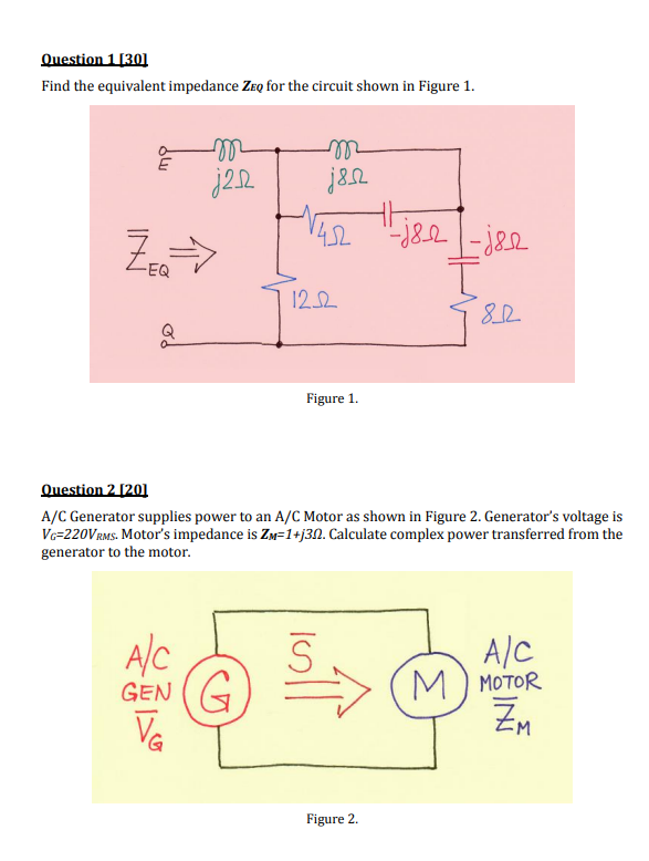 Solved Question Find The Equivalent Impedance Zeq For Chegg