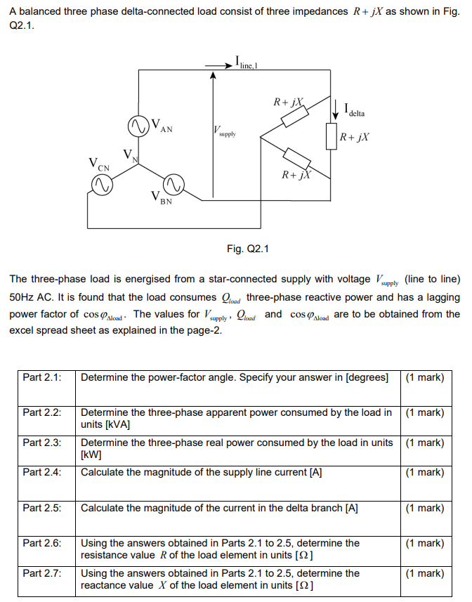 Solved A Balanced Three Phase Delta Connected Load Consist Chegg