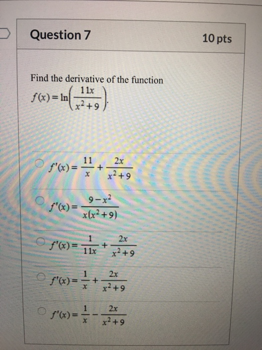 Solved Question Pts Find The Derivative Of The Chegg