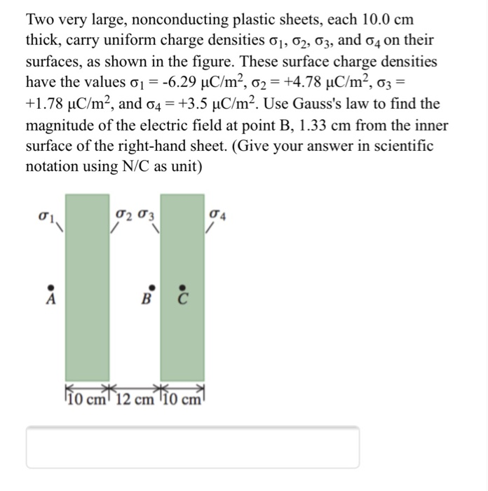 Solved Two Very Large Nonconducting Plastic Sheets Each Chegg