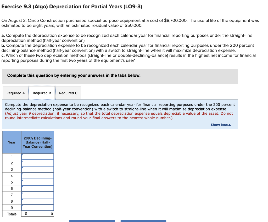 Solved Exercise Algo Depreciation For Partial Years Chegg