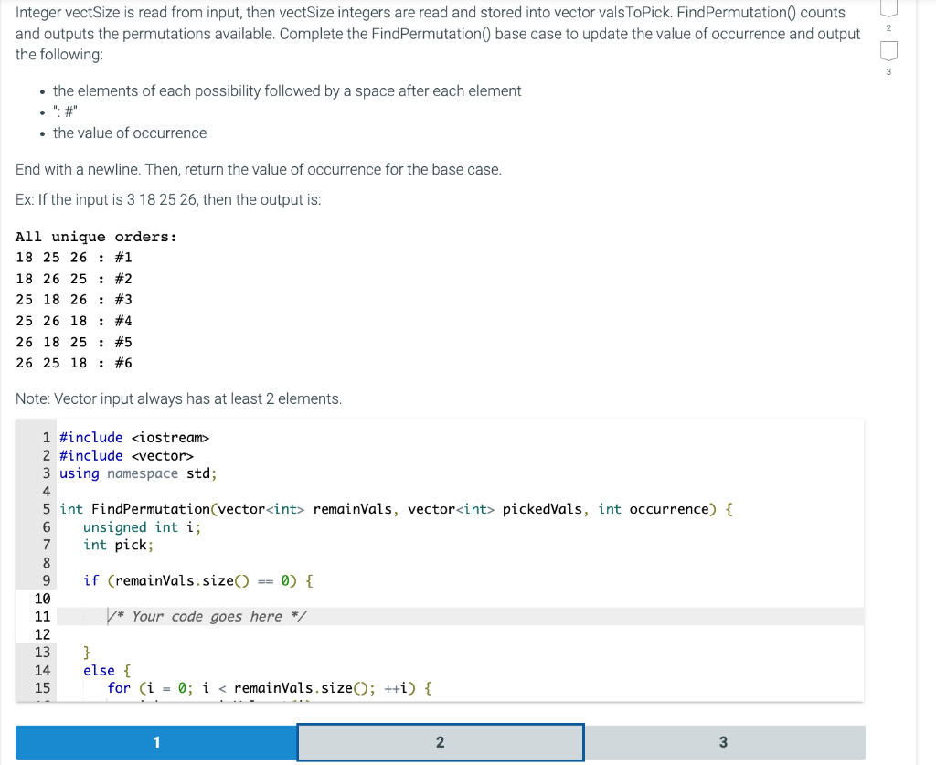 Solved Integer Vectsize Is Read From Input Then Vectsize Chegg