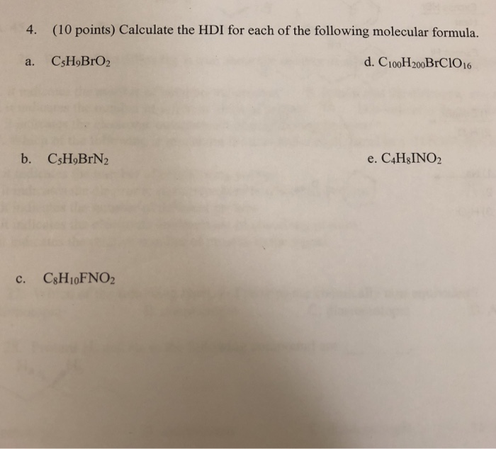 Solved Points Calculate The Hdi For Each Of The Chegg