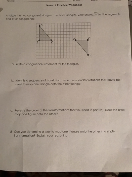 Sequence Of Transformations Answer Key