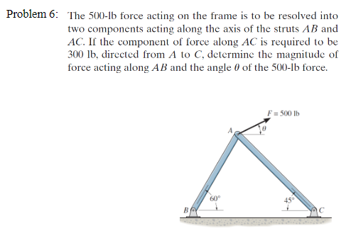 Solved Problem The Lb Force Acting On The Frame Is To Chegg