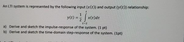 Solved An Lti System Is Represented By The Following Input Chegg