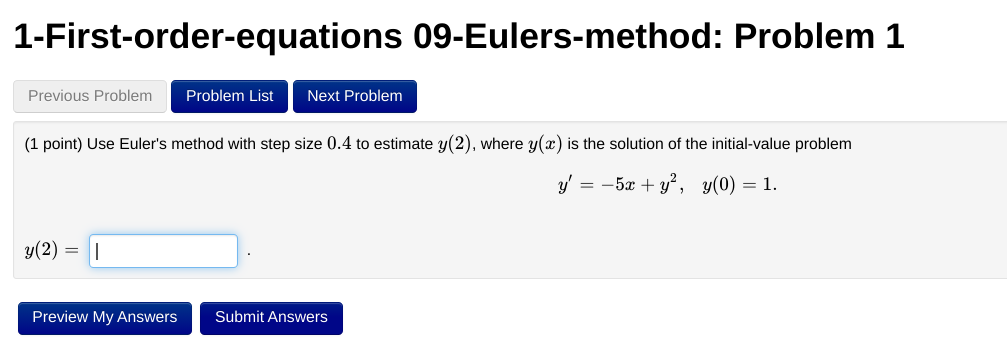 Solved First Order Equations Eulers Method Problem Chegg