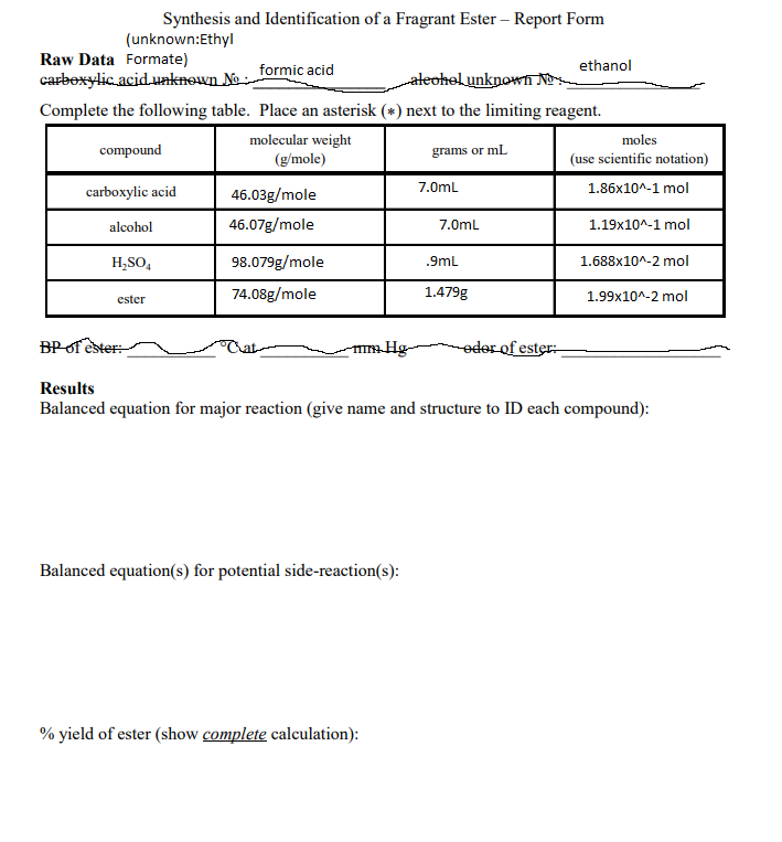 Solved Lab Synthesis And Identification Of A Fragrant Ester Chegg