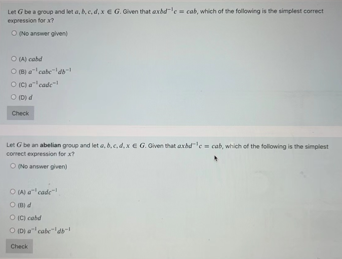 Solved Let G Be A Group And Let A B C D X E G Given Chegg