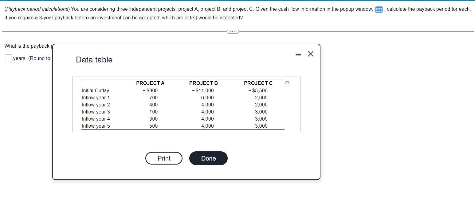 Solved Payback Period Calculations You Are Considering Chegg