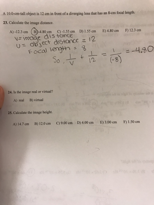 Solved A 10 Cm Tall Object Is 12 Cm In Front Of A Diverging Chegg