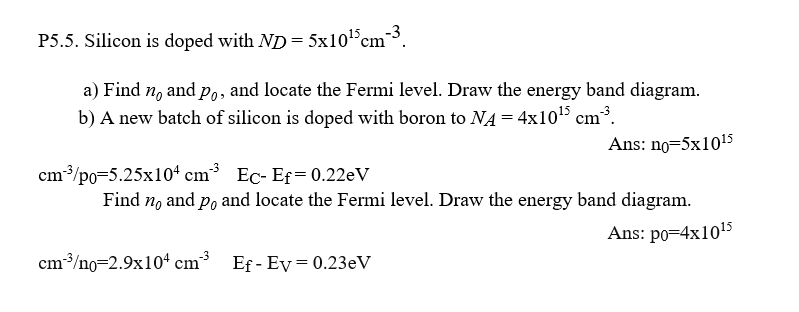 Solved P5 5 Silicon Is Doped With ND 5x10 Cm3 A Find No Chegg