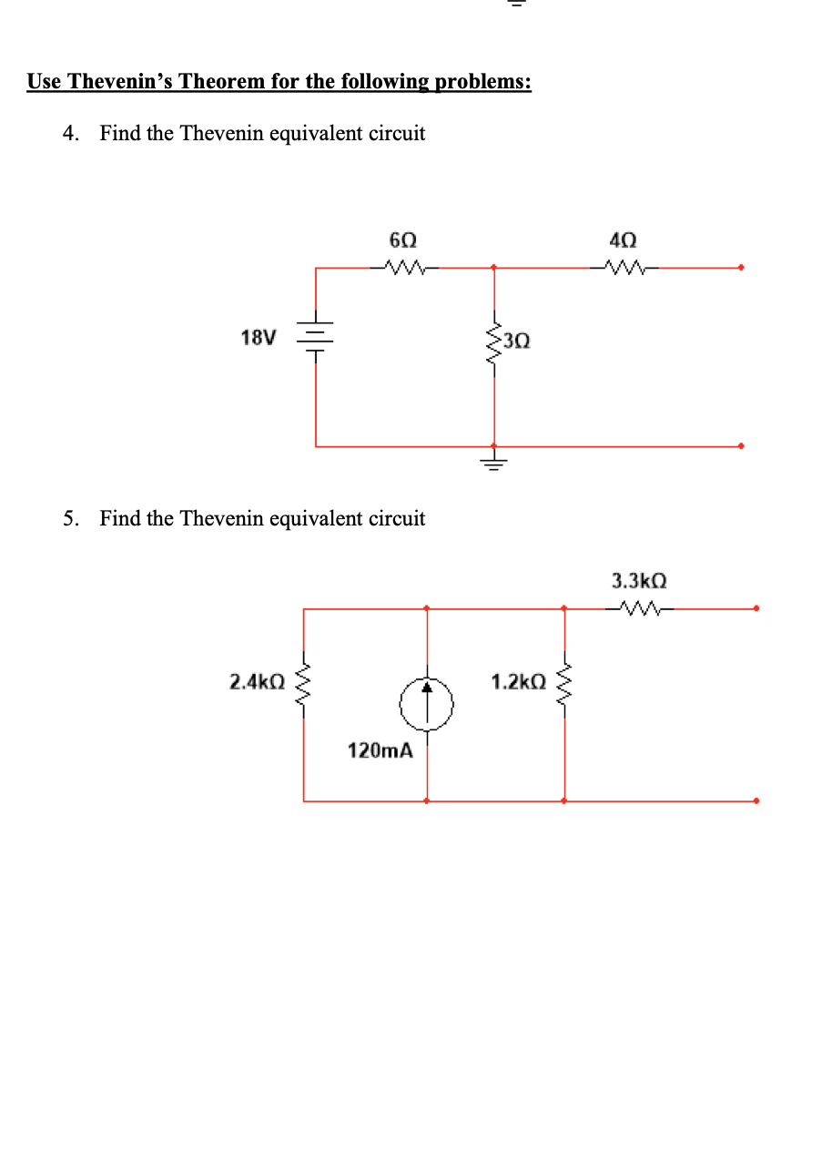 Solved Use Thevenin S Theorem For The Following Problems 4 Chegg