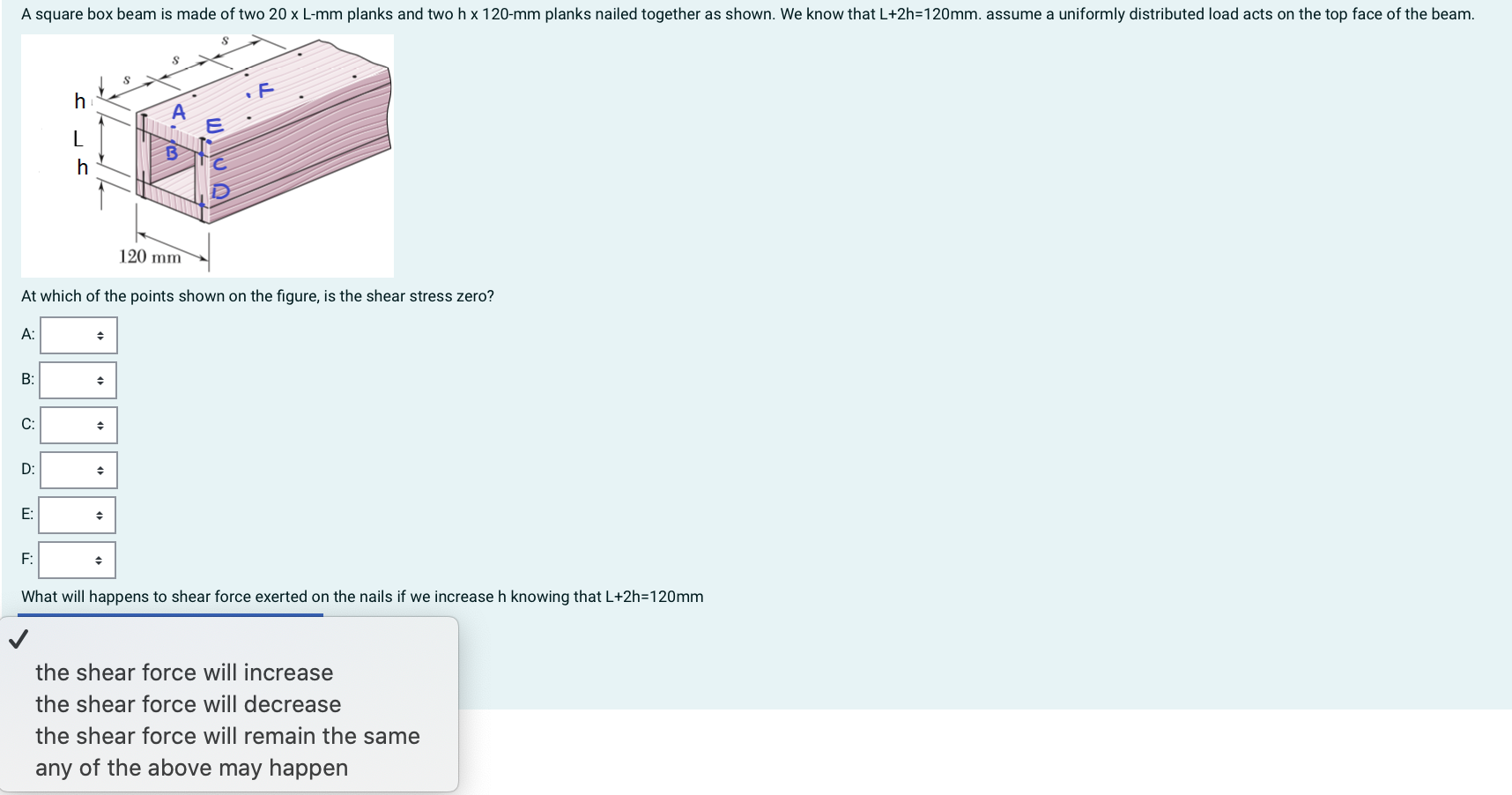 Solved A Square Box Beam Is Made Of Two X L Mm Planks And Chegg