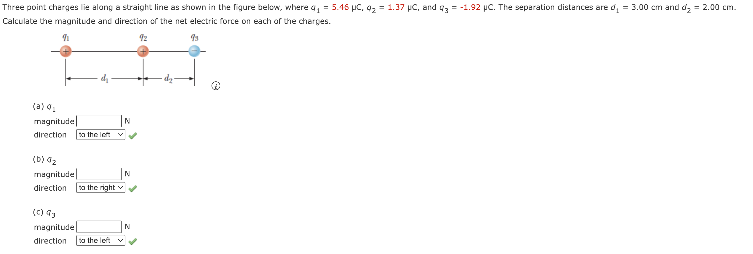 Solved Three Point Charges Lie Along A Straight Line As Chegg