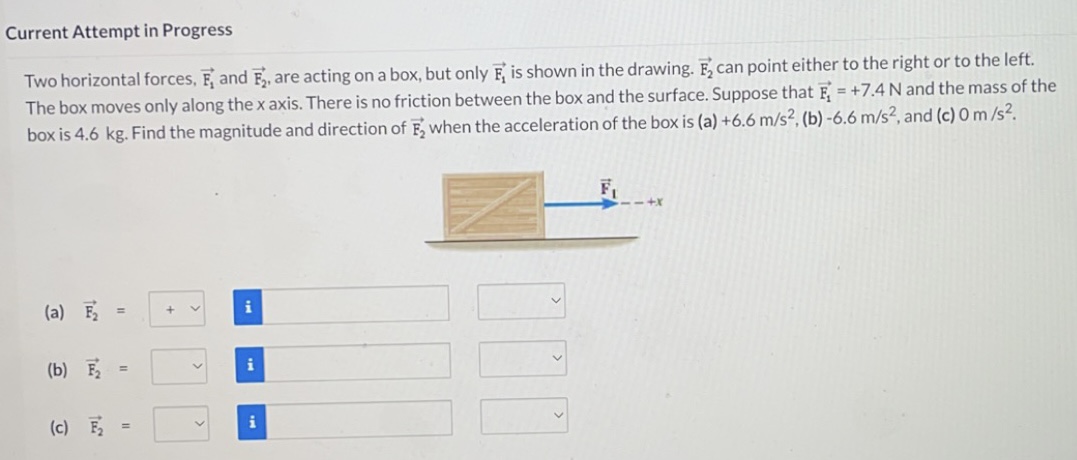 Solved Two Horizontal Forces F And F Are Acting On A Chegg