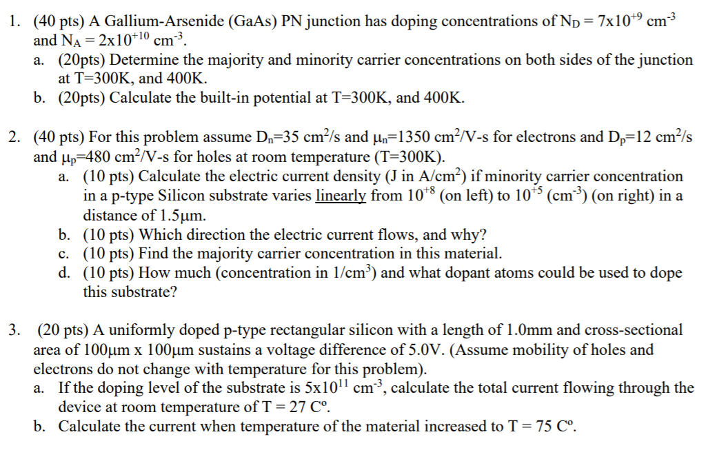 Cm Pts A Gallium Arsenide Gaas Pn Junction Chegg