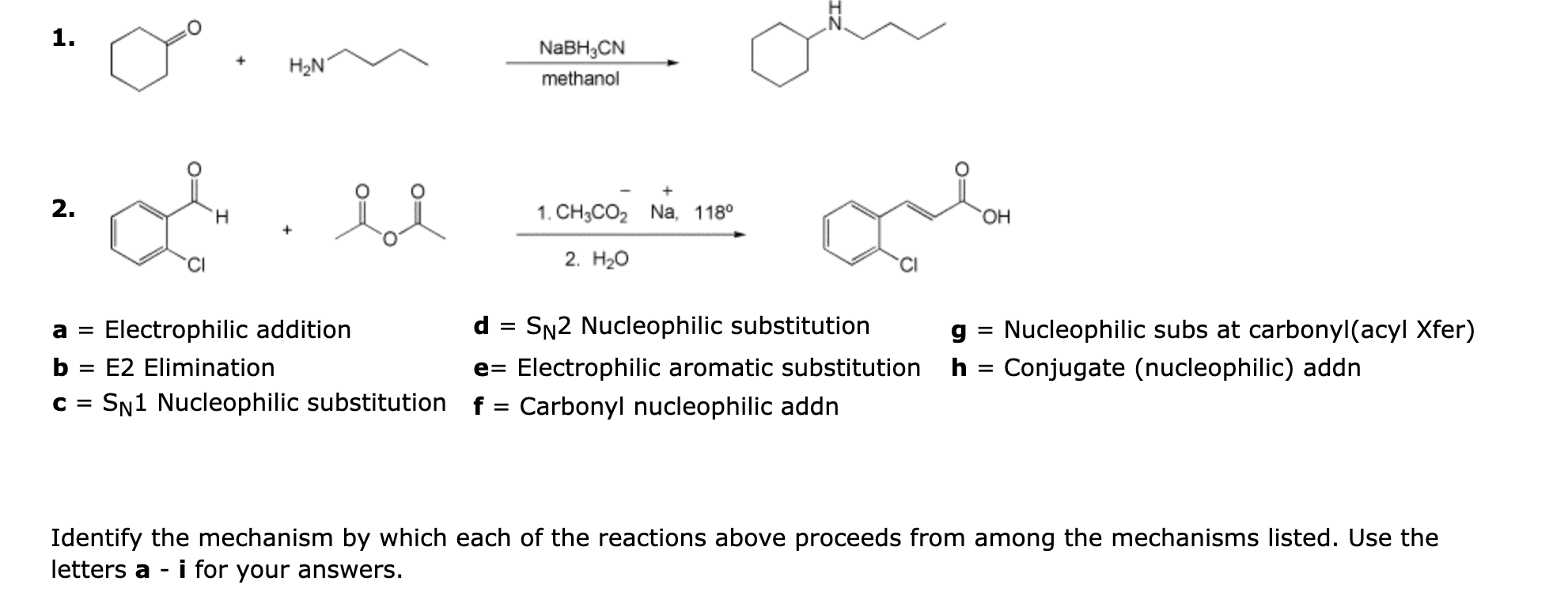 Solved 1 5 A Electrophilic Addition D SN2 Nucleophilic Chegg