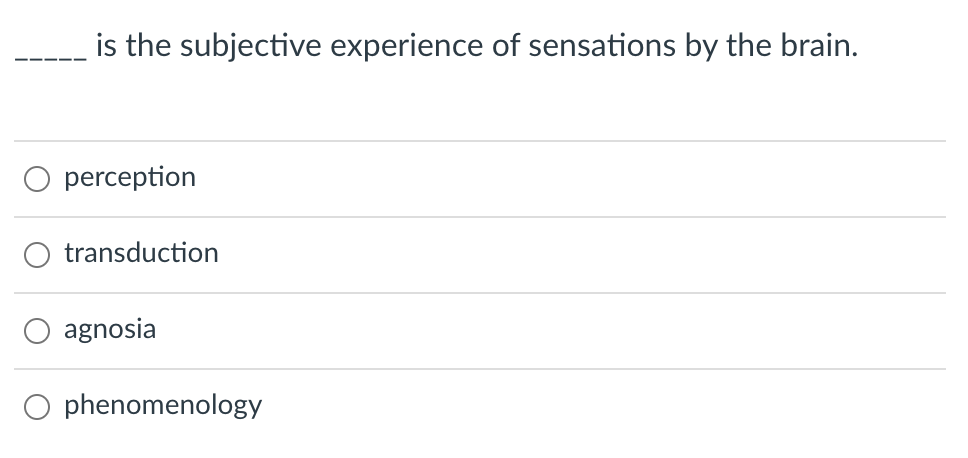 Solved Is The Subjective Experience Of Sensations By The Chegg