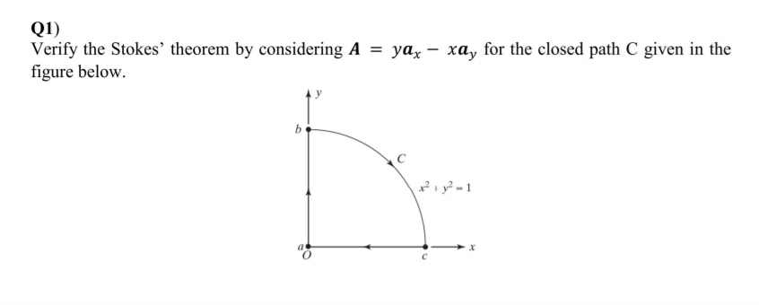 Solved Verify The Stokes Theorem By Considering A Yax Chegg