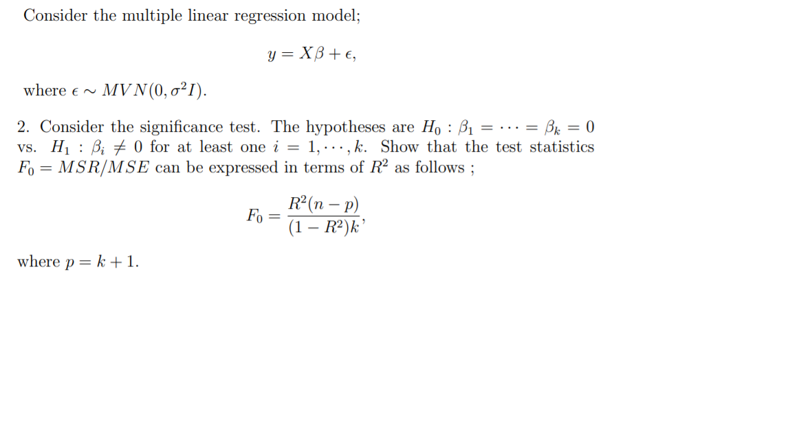 Solved Consider The Multiple Linear Regression Model Y Xb Chegg