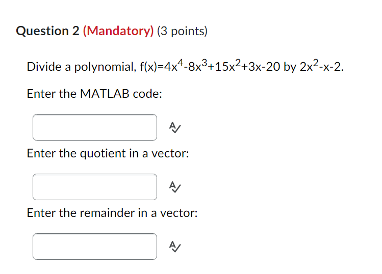 Solved Question 1 Mandatory 3 Points For Chegg