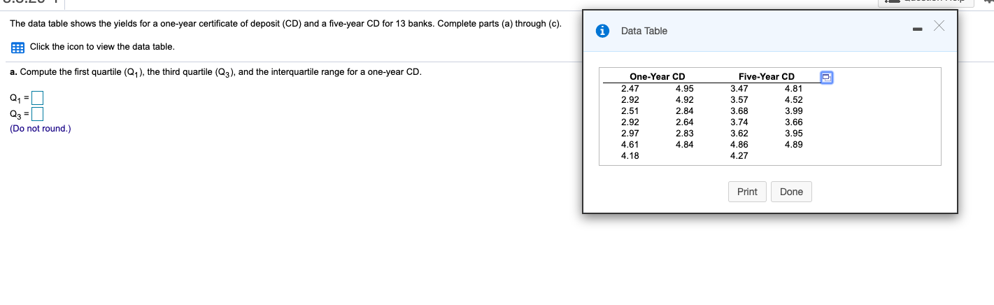 Solved The Data Table Shows The Yields For A One Year Chegg