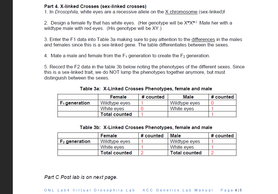 Solved Part 4 X Linked Crosses Sex Linked Crosses 1 In Chegg