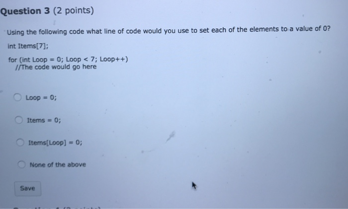 Solved Question Points Array Subscript Numbers Always Chegg