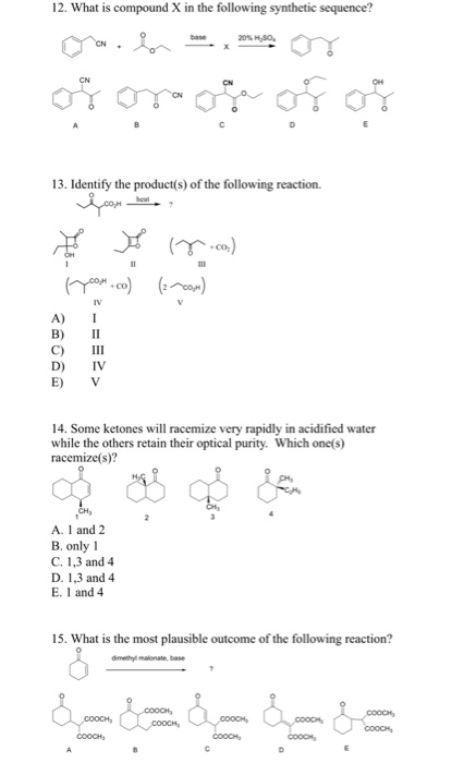 Solved 12 What Is Compound X In The Following Synthetic Chegg