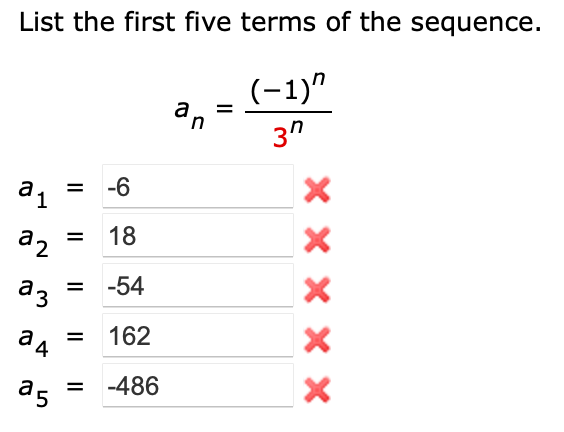 Solved List The First Five Terms Of The Sequence An 3n 1 N Chegg