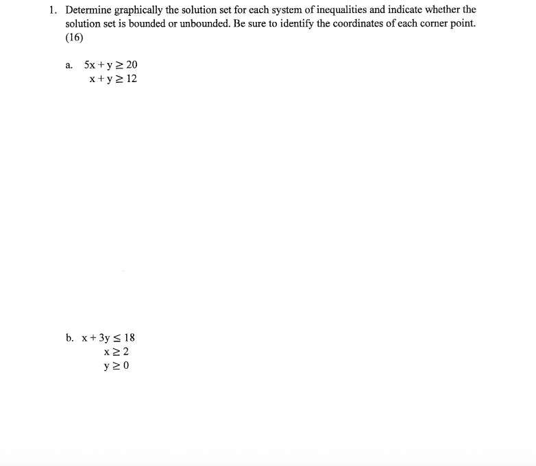 Solved 1 Determine Graphically The Solution Set For Each Chegg